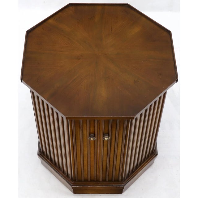 Mid 20th Century Two Doors Compartment Cabinet Octagon Shape Side Occasional End Table Pedestal For Sale - Image 5 of 11