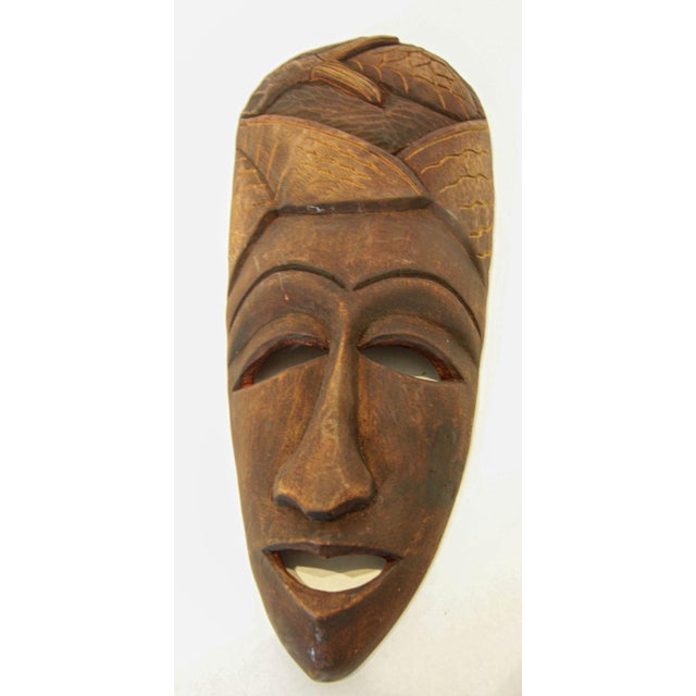 Wood African Wood Decorative Mask Wall Sculpture For Sale - Image 7 of 7