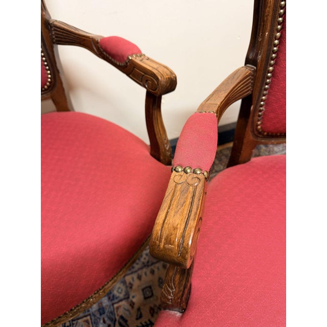 Vintage French Carved Chairs, Set of 2 For Sale - Image 5 of 6
