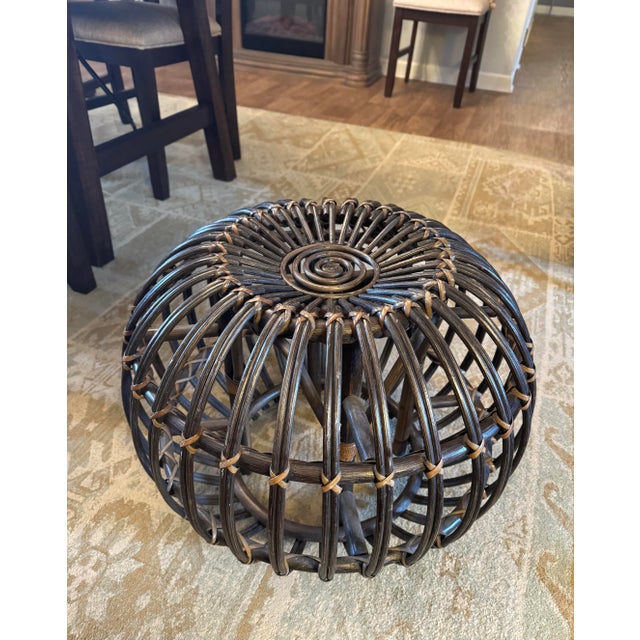 1970s Sculptural Organic Modern Rattan Ottoman, Mid-Century Era For Sale - Image 9 of 9