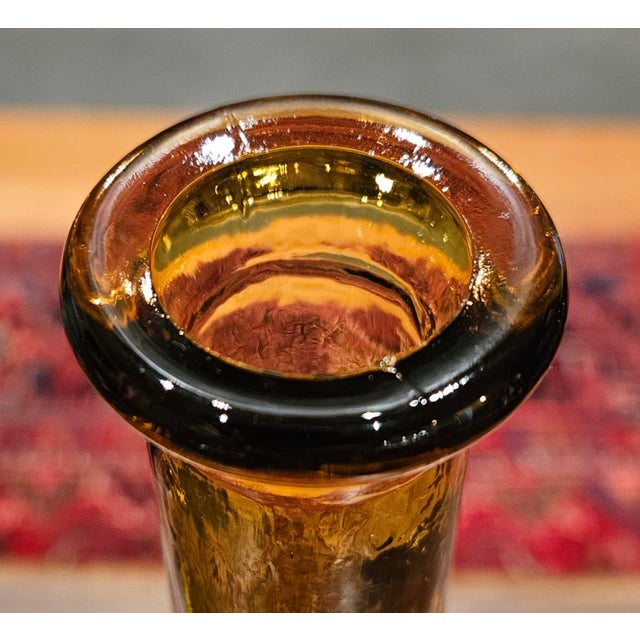 Pair of Vintage Glass Genie Bottles - Amber Diamond and Green Hobnail For Sale - Image 13 of 15