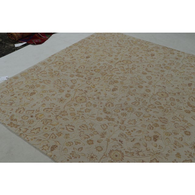 Rug & Kilim Rug & Kilim’s European Tudor Style Flat Weave in Gray With Gold Floral Pattern For Sale - Image 4 of 8