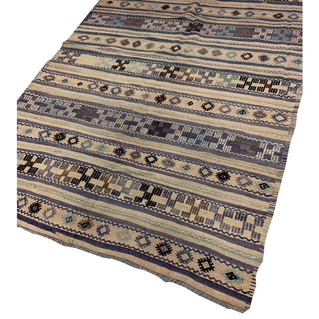 Textile Vintage Circa 1940 Turkish Flat Weave Jajim Kilim Rug, 5'1 X 7'8 For Sale - Image 7 of 9