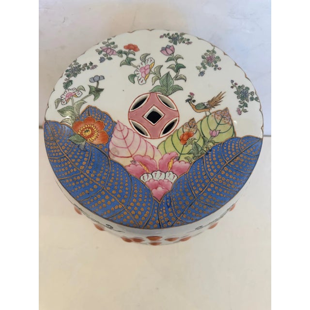 1980s Chinese Garden Seat End Table in Beautiful Colors For Sale - Image 5 of 10
