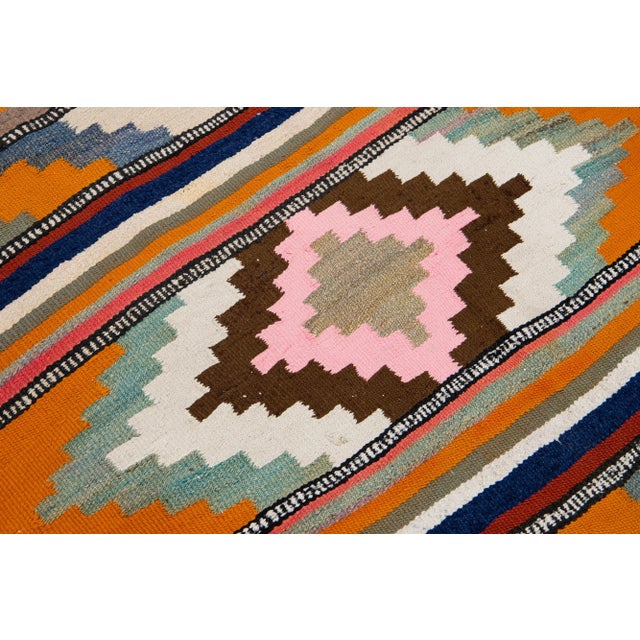 Textile 1960s Vintage Turkish Kilim Multicolor Handmade Tribal Wool Rug For Sale - Image 7 of 8