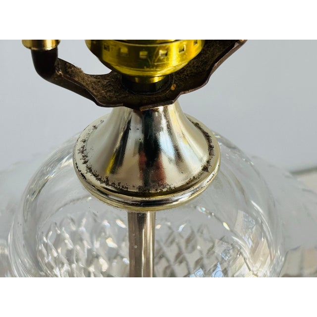 1970s Vintage 1970s Diamond Pattern Lead Crystal Table Lamps, a Pair For Sale - Image 5 of 11