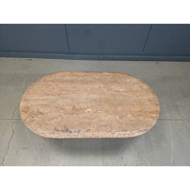 Vintage Oval Travertine Coffee Table, 1970s For Sale - Image 14 of 15
