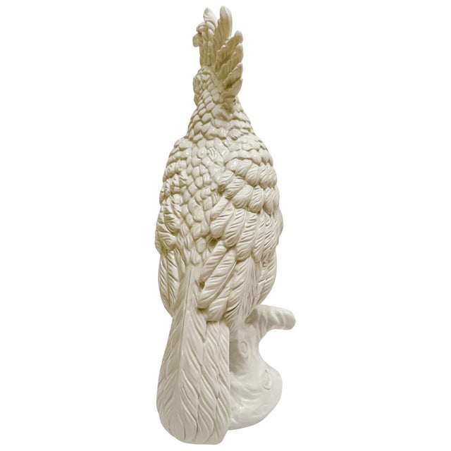 1960s Large Scale Mid-Century Italian Glazed Blanc De Chine Cockatoos - A Pair For Sale - Image 9 of 12