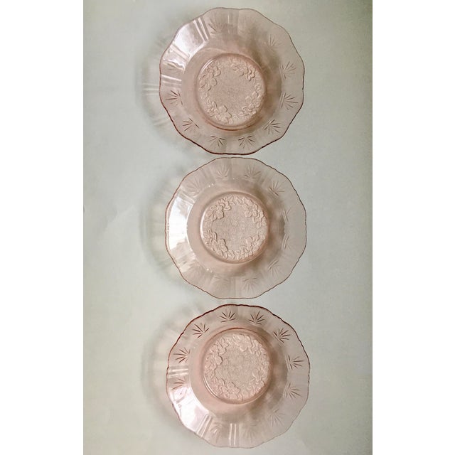 Pink 1940s Pink Floral Glass Dishes- Set of 14 For Sale - Image 8 of 12