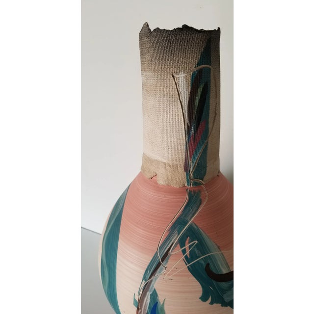 Pink 1990 Vintage Pettigrew Hand Painted Southwestern Pottery Vase For Sale - Image 8 of 11