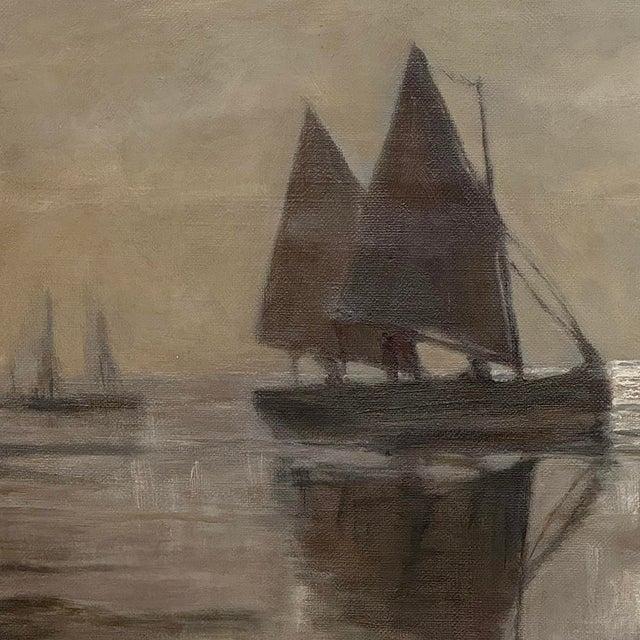 Antique Framed Nautical Oil Painting on Panel ~ Signed For Sale - Image 11 of 15