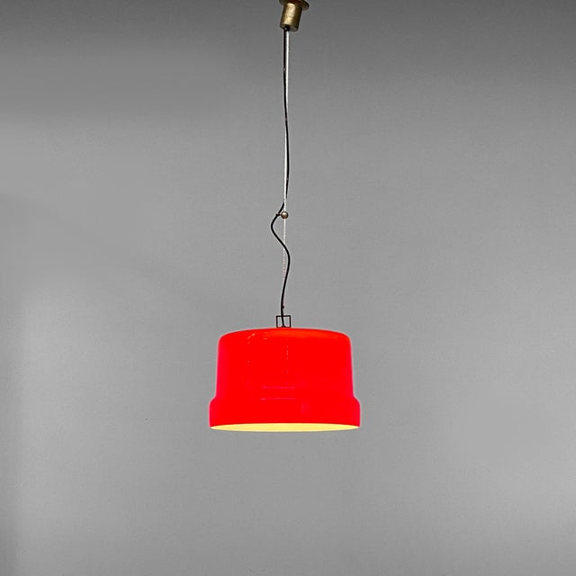 Mid-Century Modern Italian Red and White Chandelier with Bead Decoration, 1960s For Sale - Image 11 of 16