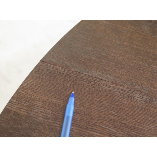 1990s Vintage Mission Oak Arts & Crafts Round Oak Table For Sale - Image 4 of 13