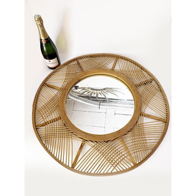 Large Mirror Made of Wood and Rush, France, 1980 For Sale - Image 9 of 10