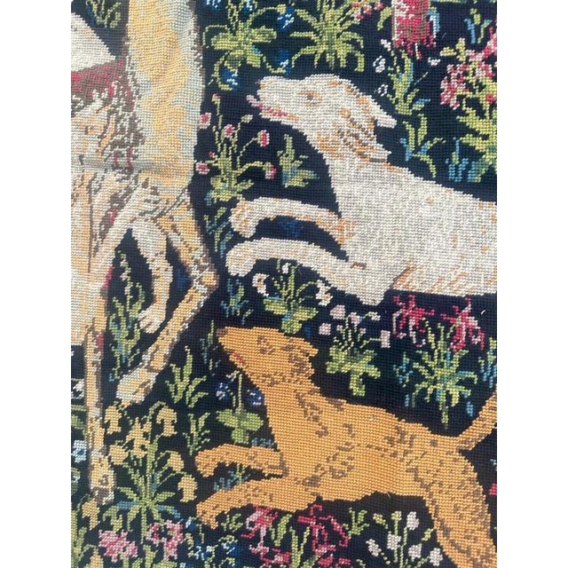 French Aubusson Style Needlepoint Tapestry with Medieval Design, 1970s For Sale - Image 10 of 18