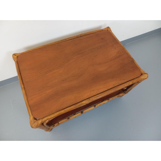 1960s Vintage Rattan and Wood Coffee Table, 1960s For Sale - Image 5 of 13