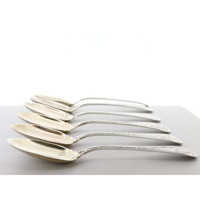 Silver Antique John Wendt Sterling Silver Bird Pattern Ice Cream Spoons - Set of 6 For Sale - Image 8 of 17