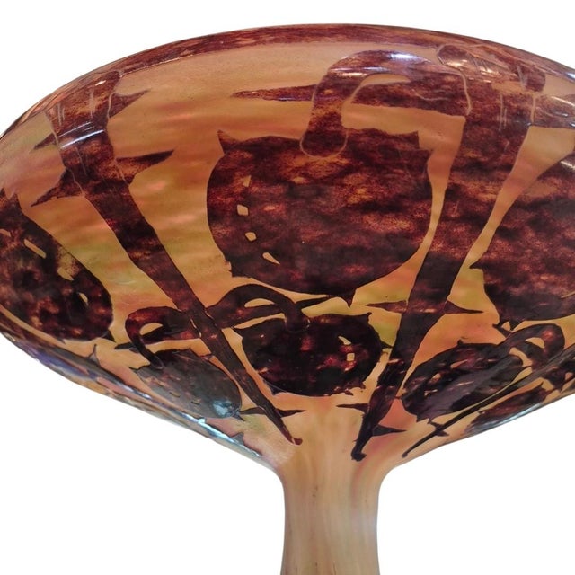 1920s Large Art Deco Cameo Glass Footed Bowl by Le Verre Français (Schneider) – "Fuchsias" Pattern (13 in Diameter) For Sale - Image 5 of 7