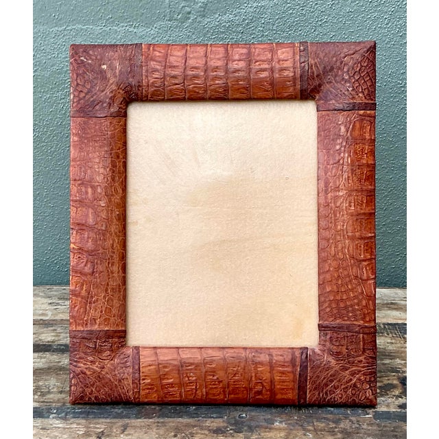 Vintage Cuban Crocodile Wrapped Picture Frame For Sale In West Palm - Image 6 of 12