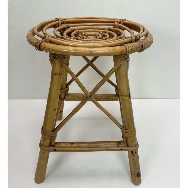 Mid-Century French Bamboo Stool with Spiral Seat, 1950s For Sale - Image 10 of 10