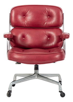 Vintage Eames for Herman Miller Time Life Red Leather Lobby Office Chair 1960s