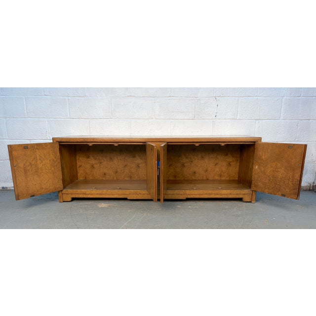 Wood Mid 20th Century Modern Burl and Brass Credenza by Thomasville For Sale - Image 7 of 12