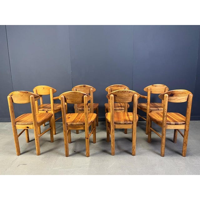 Vintage Pine Wood Dining Chairs, 1980s, Set of 8 For Sale - Image 3 of 11