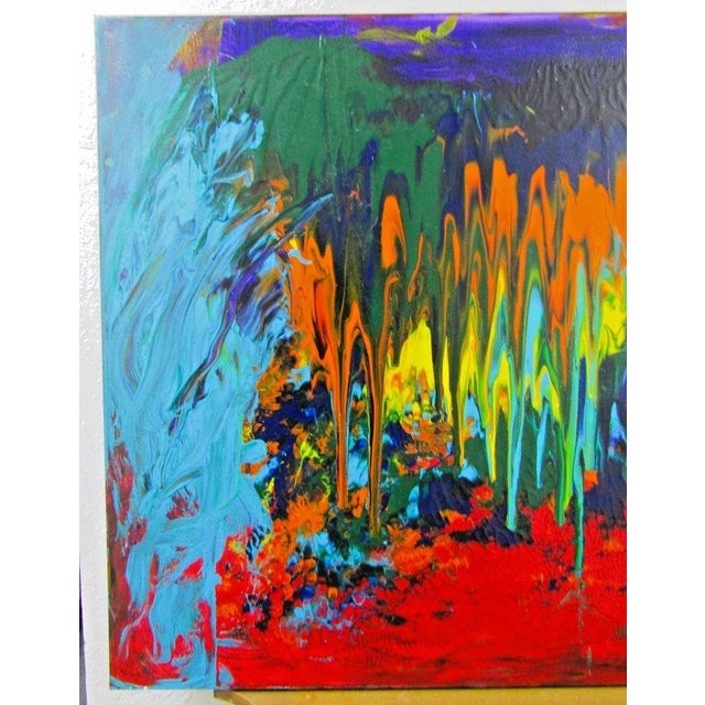 Artist Mark Adler Original Abstract Acrylic Dynamic Dripping Painting on Canvas Measures 48" wide, 1 1/2" deep and 30"...