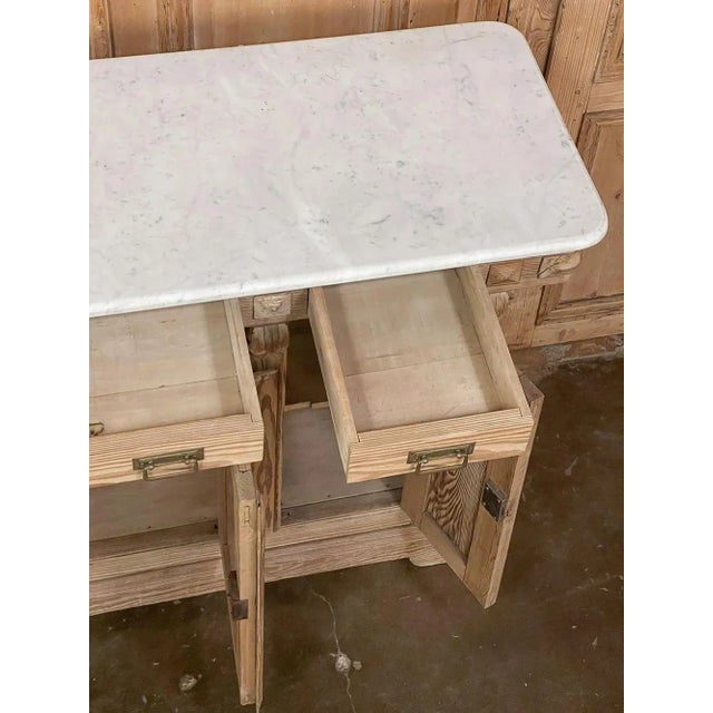 19th Century French Neoclassical Bar ~ Counter With Carrara Marble Top For Sale In Dallas - Image 6 of 12