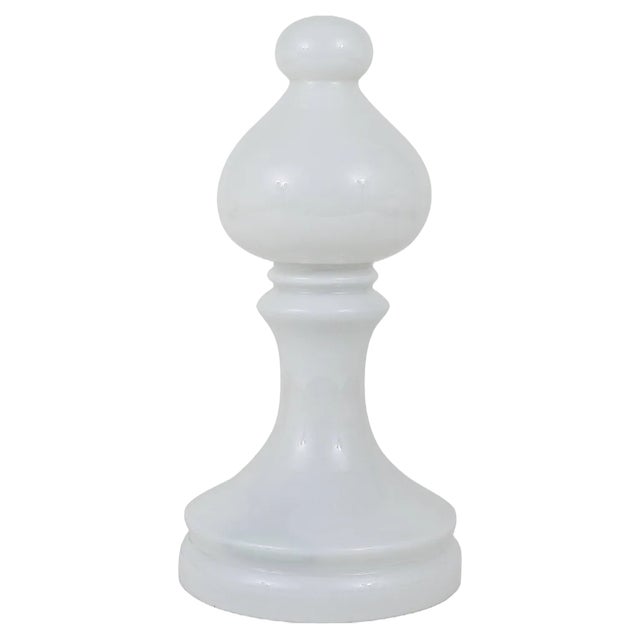 White Glass Bishop Chess Lamp from Ivan Jakes, Czechoslovakia, 1970s For Sale