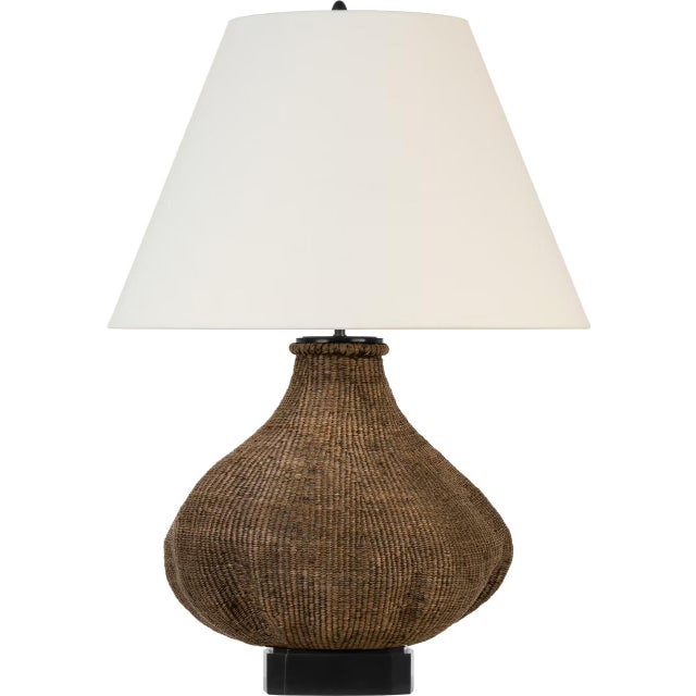 Transitional Thomas O'Brien by Visual Comfort Signature Tahiti 32" Table Lamp in Smoke with Linen Shade For Sale - Image 3 of 3
