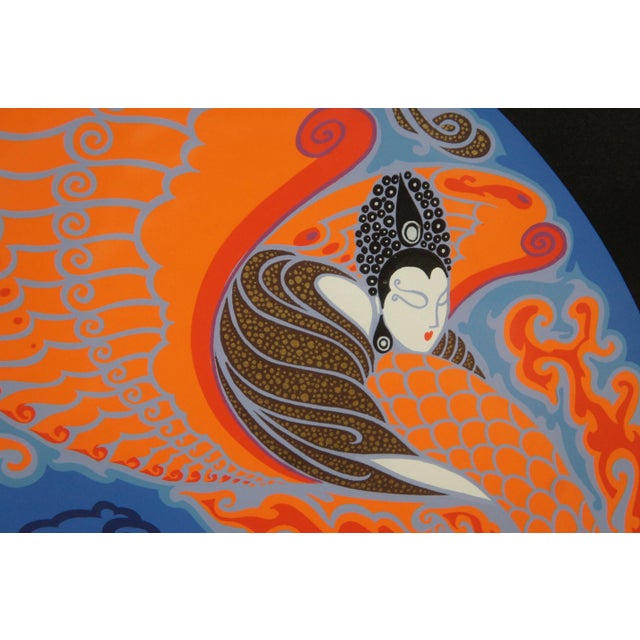 Orange 1980s Erté 'Dream Voyage' Art Deco Colored Serigraph Hand Signed Artist Proof For Sale - Image 8 of 13