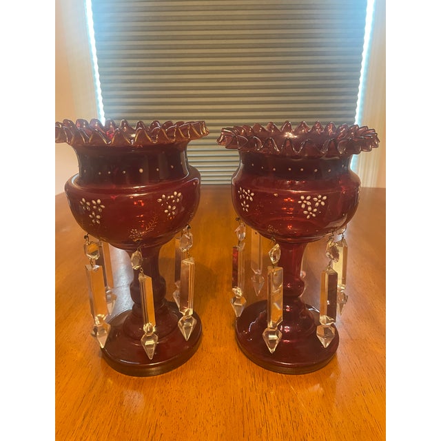 Add instant drama and old-world elegance to your mantel, dining table, or console with this striking pair of ruby red...