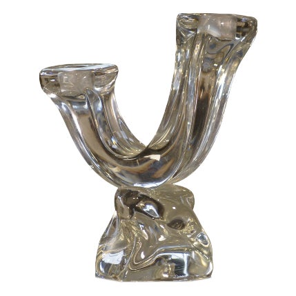 Crystal Candlestick from Daum Nancy, France, 1970s For Sale