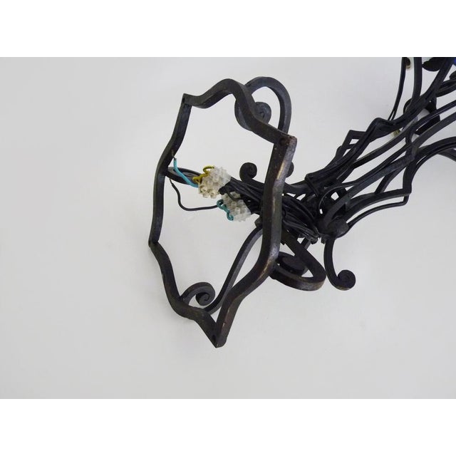 Large Wrought Iron Chandelier with 12 Lights, 1970s For Sale - Image 10 of 11