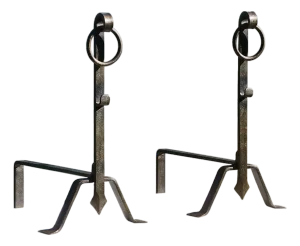 Brutalist Wrought Iron Andirons, France, 1950, Set of 2