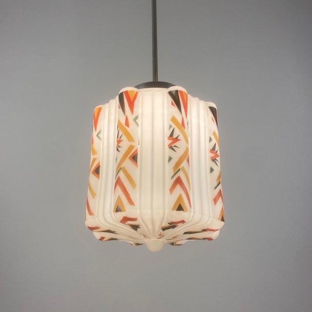 1930s Colourful Art Deco Pendant Light, 1930s For Sale - Image 5 of 6