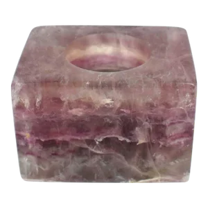 Late 20th Century Solid Purple Amethyst Quartz Geode Stone Tealight Candle Holder