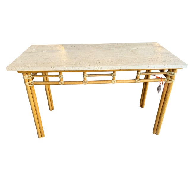 Modern McGuire Furniture Co Tessellated Stone Top Console Table For Sale - Image 3 of 4