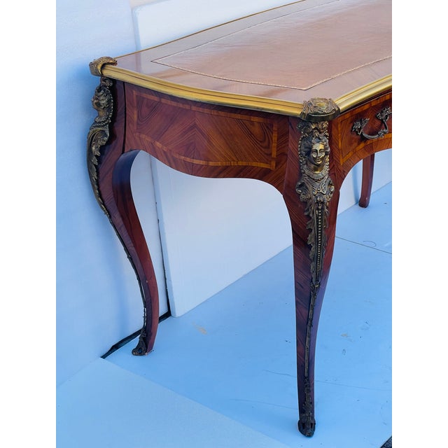 1920s Gorgeous French Louis XVI Style Marquetary Desk With Ormolu For Sale - Image 9 of 10