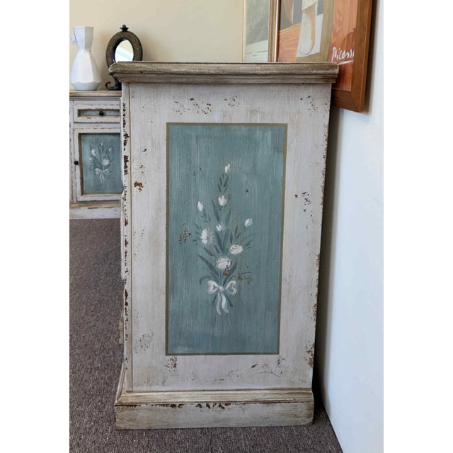 Wood Vintage Hand Painted Shabby Chic Chest of Drawers For Sale - Image 7 of 12