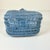 Mid-Century Boho Chic Coastal French Blue Wicker Tabletop Basket For Sale - Image 10 of 10