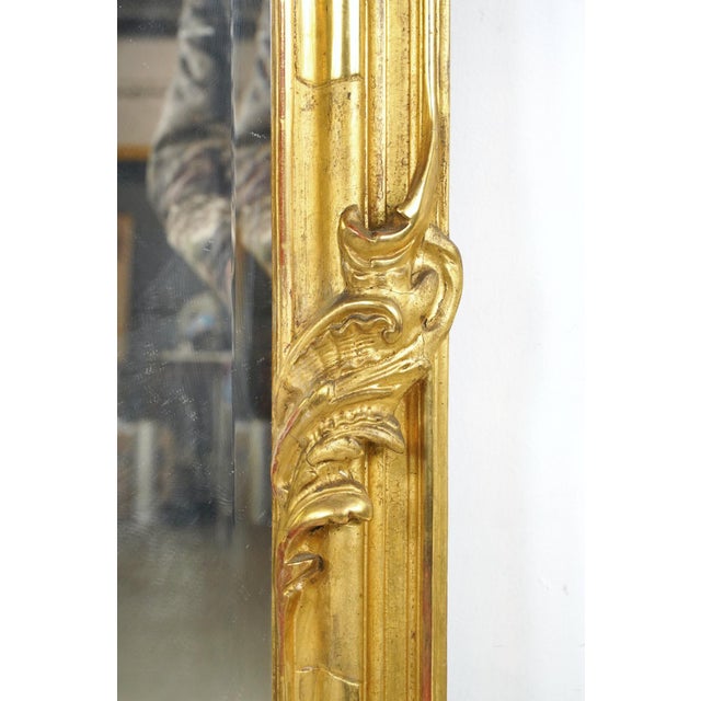 Antique French Louis XV Gilded Wood Overmantel Mirror For Sale - Image 10 of 13