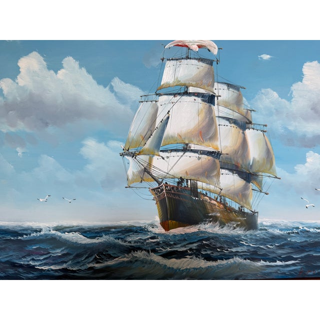 K.Dossi Original Sailing Ship Oil Painting, Nautical Seascape, Maritime Art For Sale - Image 11 of 12