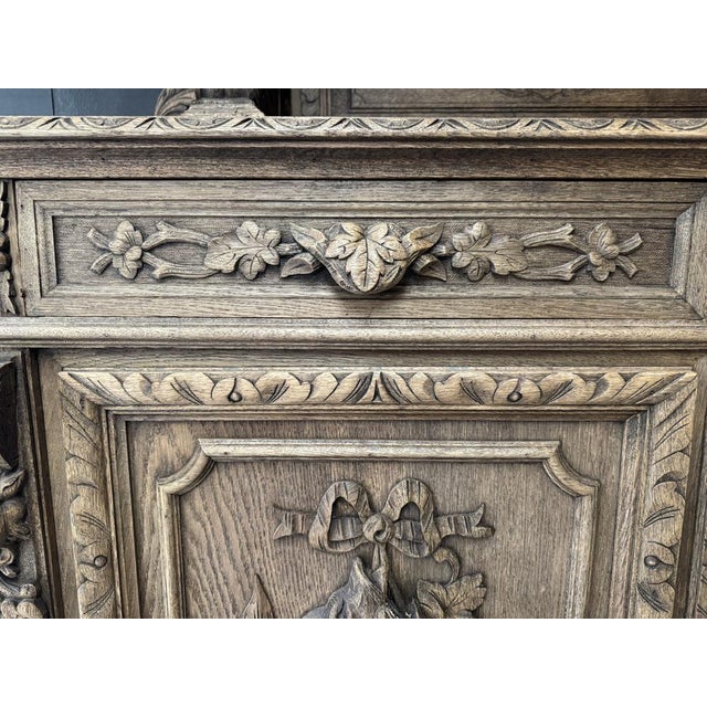 French Carved Oak Hunting Sideboard, 1860 For Sale - Image 11 of 18