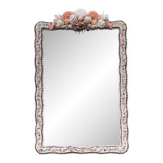 Vintage Boho Shell Encrusted Mirror For Sale