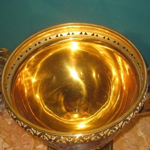 Antique Sevres-Style Gilt Bronze & Cobalt Blue Centerpiece Dish For Sale - Image 4 of 11