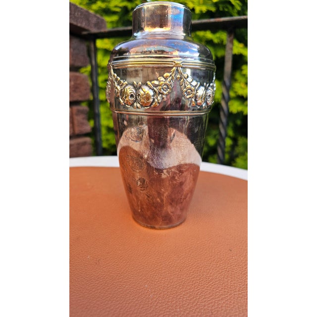 Art Deco Silver-Plated Vase with Embossed Floral Design, 1927 For Sale - Image 6 of 9