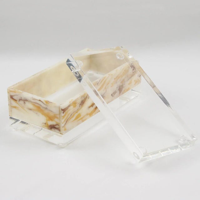 Marble-Like Lucite Box, 1970s For Sale - Image 4 of 8