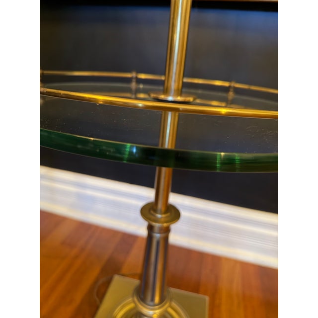 Stiffel Vintage Stiffel Brass Floor Lamp With Integrated Glass Drink Table Original Shade For Sale - Image 4 of 12